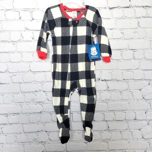 NWT Gerber Size 12M Buffalo Plaid Fleece Footie Pajamas